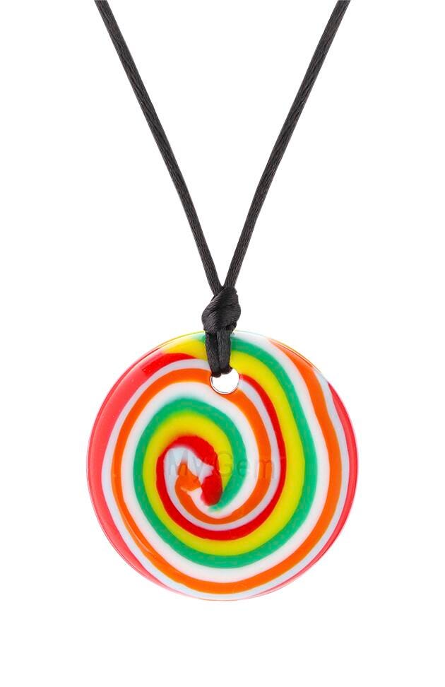 Chewigem Button Necklace, Multicolor Swirl, Item Number 2101399